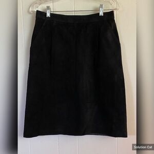 Toffa Skirt Women’s 12 Black Suede Leather Knee Length Coastal Cowgirl